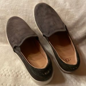 Ugg grey suede slip on loafers Size 8